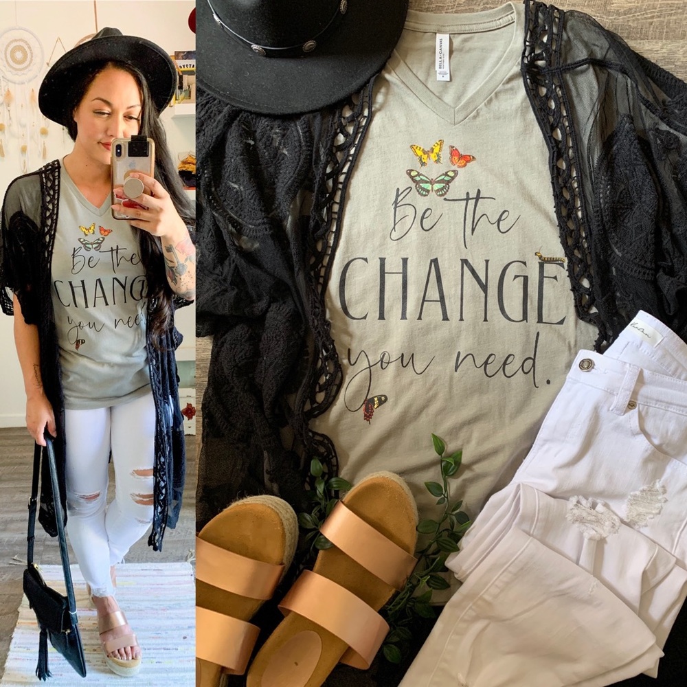 Small-3X‼️ ✨Be the Change Graphic Tee Graphic Tee - Picture 2 of 4